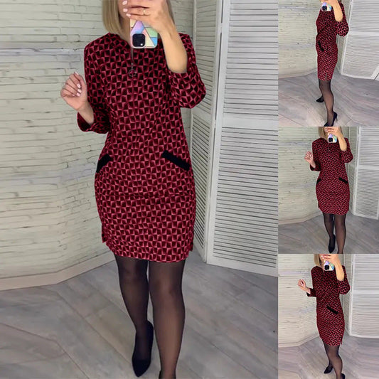 📦Livrare gratuită📦💗Vintage Diamond Check Slim Hip Fustă lungă👗