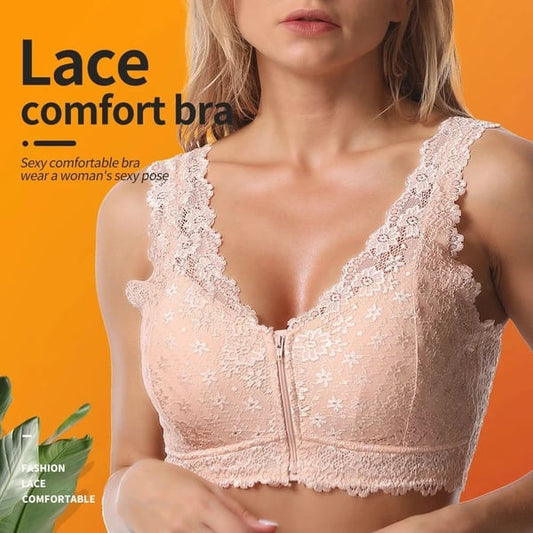 📦Livrare gratuită📦Sutien pentru femei cu fermoar frontal din dantelă respirabilă, mare 🌸