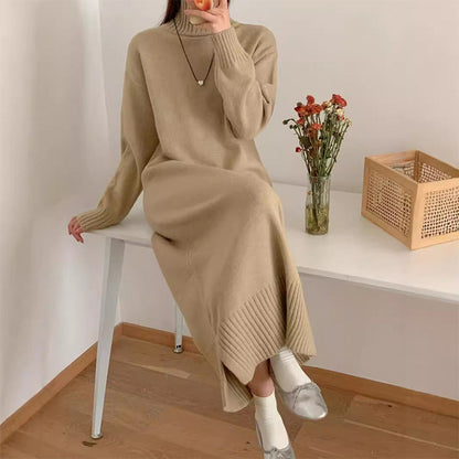 📦Livrare gratuită📦Elegant vrac solid culoare Turtleneck Knit rochie