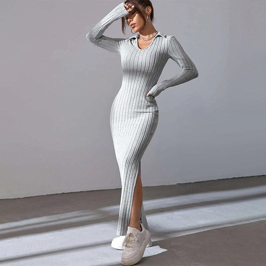 📦Livrare gratuită📦V gât Bodycon Knit rochie