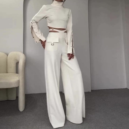 📦Livrare gratuită📦Crop Top & Pantaloni cu talie înaltă Set 2 piese